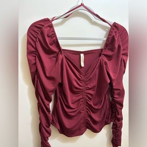 Burgundy Kingston Grey Ruched Top in Size L